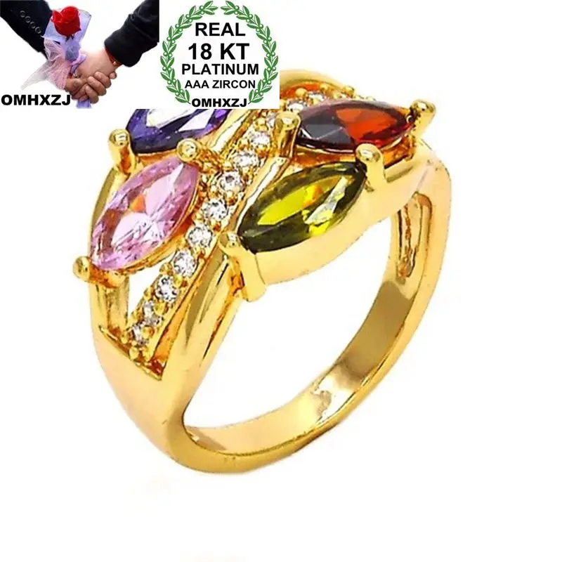OMHXZJ Wholesale European Fashion Woman Man Party Wedding Gift Luxury Colorful AAA Zircon 18KT Yellow Gold Ring RR722
OMHXZJ Wholesale European Fashion Woman Man Party Wedding Gift Luxury Colorful AAA Zircon 18KT Yellow Gold Ring RR722
