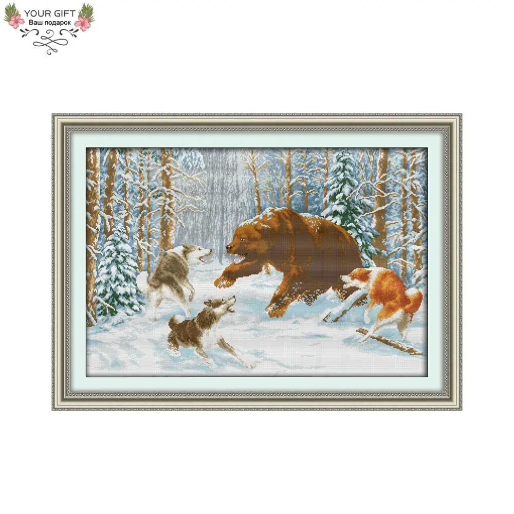 Joy Sunday-Наборы для вышивки крестом животных, Волки и медведь на снегу, штампованные и счетные, домашний декор, D316, 14CT, 11CT
Joy Sunday-Наборы для вышивки крестом животных, Волки и медведь на снегу, штампованные и счетные, домашний декор, D316, 14CT, 11CT