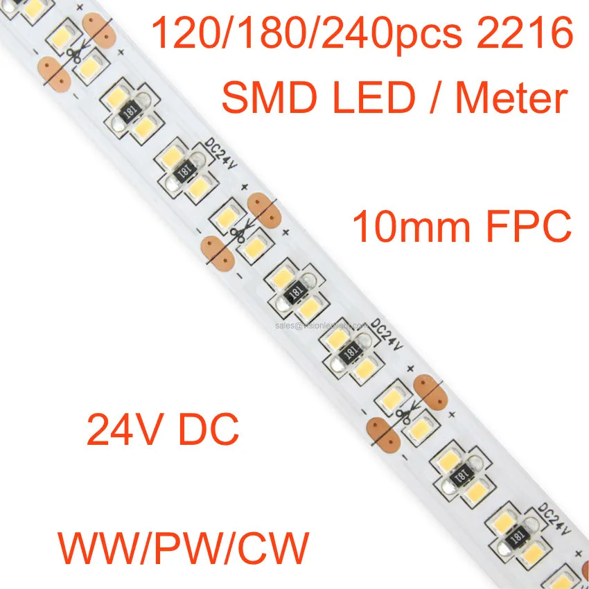 Гибкая светодиодная лента 2216 SMD, 120/180/240 светодиодов на метр, 24 В постоянного тока, 5 м в рулоне/лот
Гибкая светодиодная лента 2216 SMD, 120/180/240 светодиодов на метр, 24 В постоянного тока, 5 м в рулоне/лот