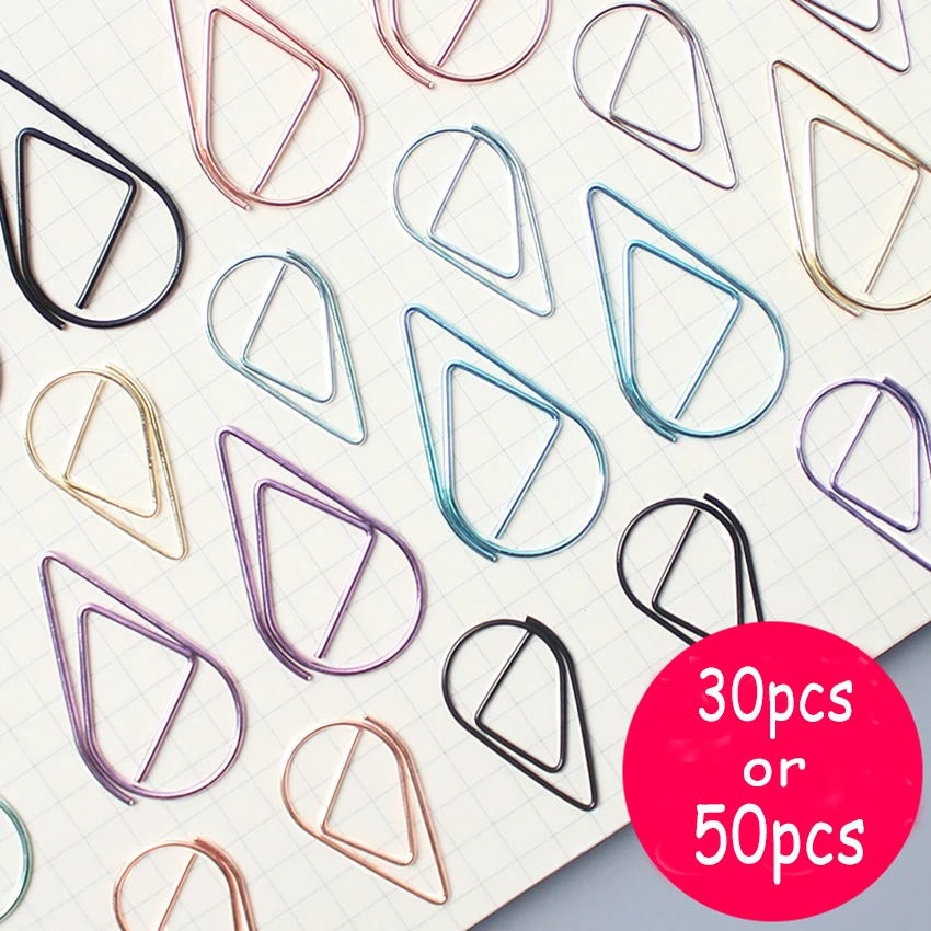 30/50pcs/set Creative Drop Shape Clips Metal Bookmark Paper Clips Cute Message Folder Student Stationery Office School Supplies
30/50pcs/set Creative Drop Shape Clips Metal Bookmark Paper Clips Cute Message Folder Student Stationery Office School Supplies