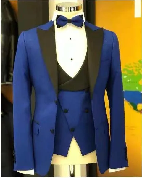 Custom Made Groomsmen Blue Groom Tuxedos Peak Black Lapel Men Suits Wedding Best Man Blazer ( Jacket+Pants+Vest+Tie ) C428
Custom Made Groomsmen Blue Groom Tuxedos Peak Black Lapel Men Suits Wedding Best Man Blazer ( Jacket+Pants+Vest+Tie ) C428