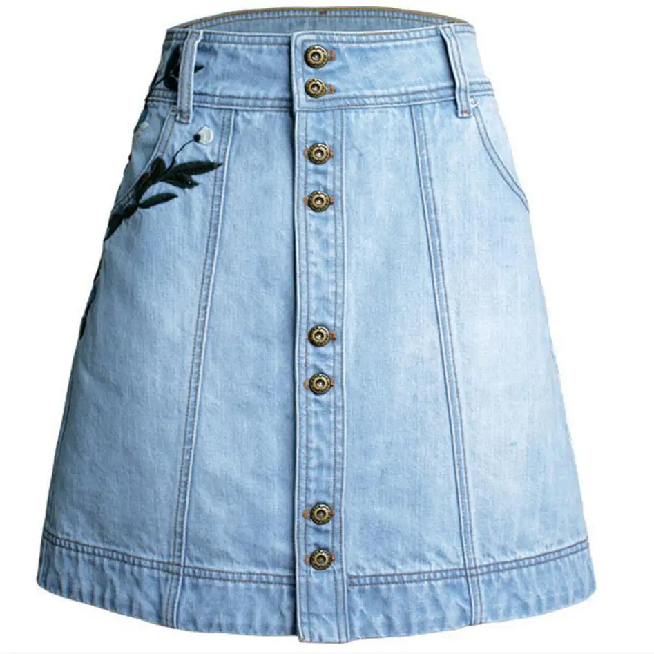 Floral Embroidered Single Breasted A Line Denim Skirt 2022 New Summer high Waist Women Casual mini Skirt
Floral Embroidered Single Breasted A Line Denim Skirt 2022 New Summer high Waist Women Casual mini Skirt