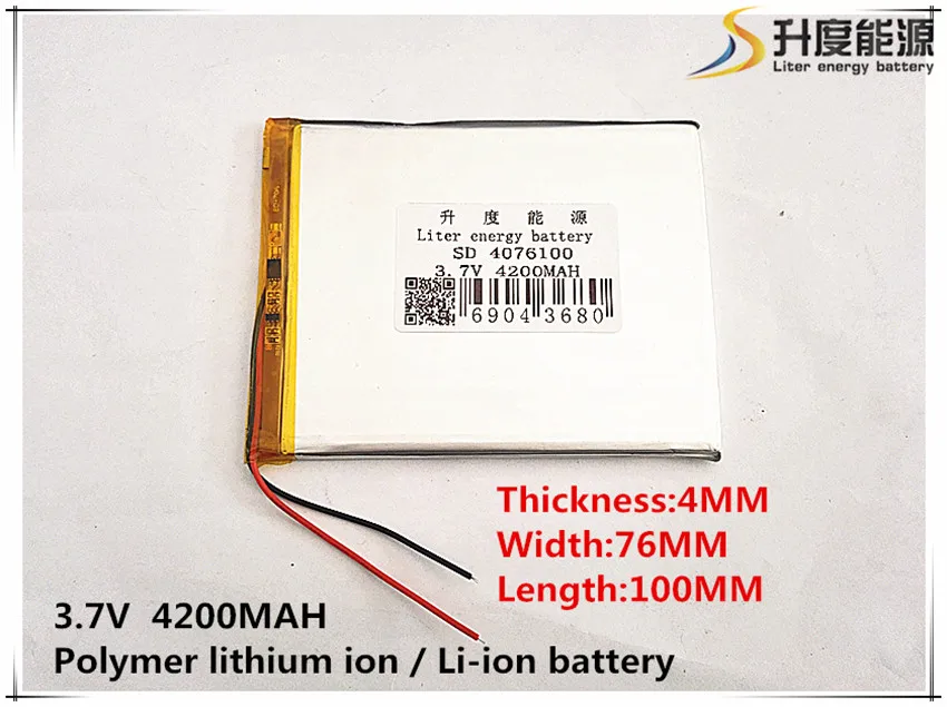 10PCS/Lot 3.7V tablet battery 0476100 4076100 4200MAH mobile power Tablet PC DIY
10PCS/Lot 3.7V tablet battery 0476100 4076100 4200MAH mobile power Tablet PC DIY