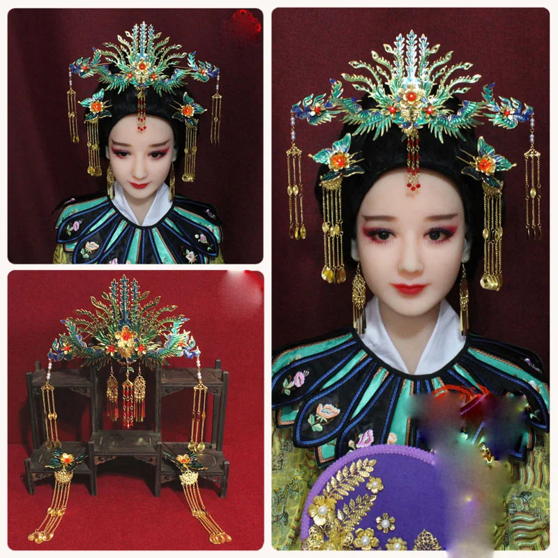 Three-way Wearing Traditional Chinese Vintage Handmade Hair Tiara Imitate Tiancui Blue Cloisonne Big Phoenix Tiara Head Piece
Three-way Wearing Traditional Chinese Vintage Handmade Hair Tiara Imitate Tiancui Blue Cloisonne Big Phoenix Tiara Head Piece