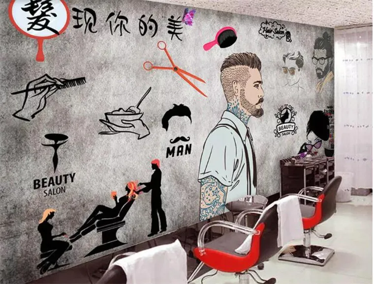 High fashion wall paper European and American industrial wind cement 3d wallpaper hairdressing barber shop background
High fashion wall paper European and American industrial wind cement 3d wallpaper hairdressing barber shop background