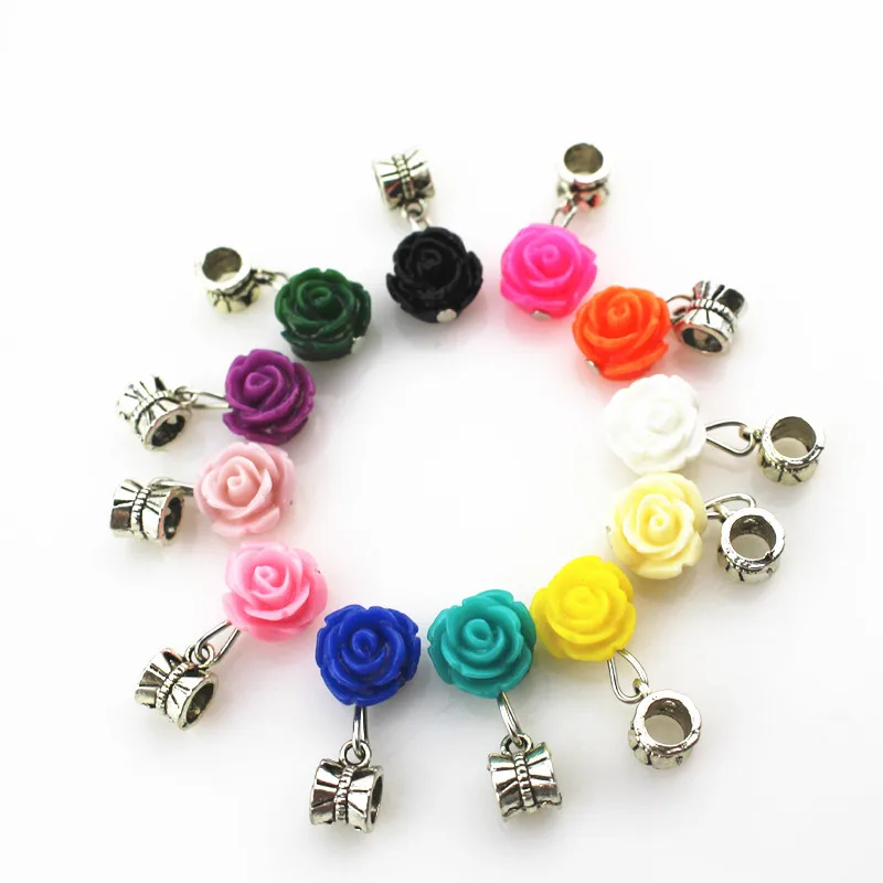 60pcs Mix 12 Color Rose Flower Hanging Charm Big Hole Pendant Beads Fit Dangle Bracelet Diy Jewelry Accessories
60pcs Mix 12 Color Rose Flower Hanging Charm Big Hole Pendant Beads Fit Dangle Bracelet Diy Jewelry Accessories