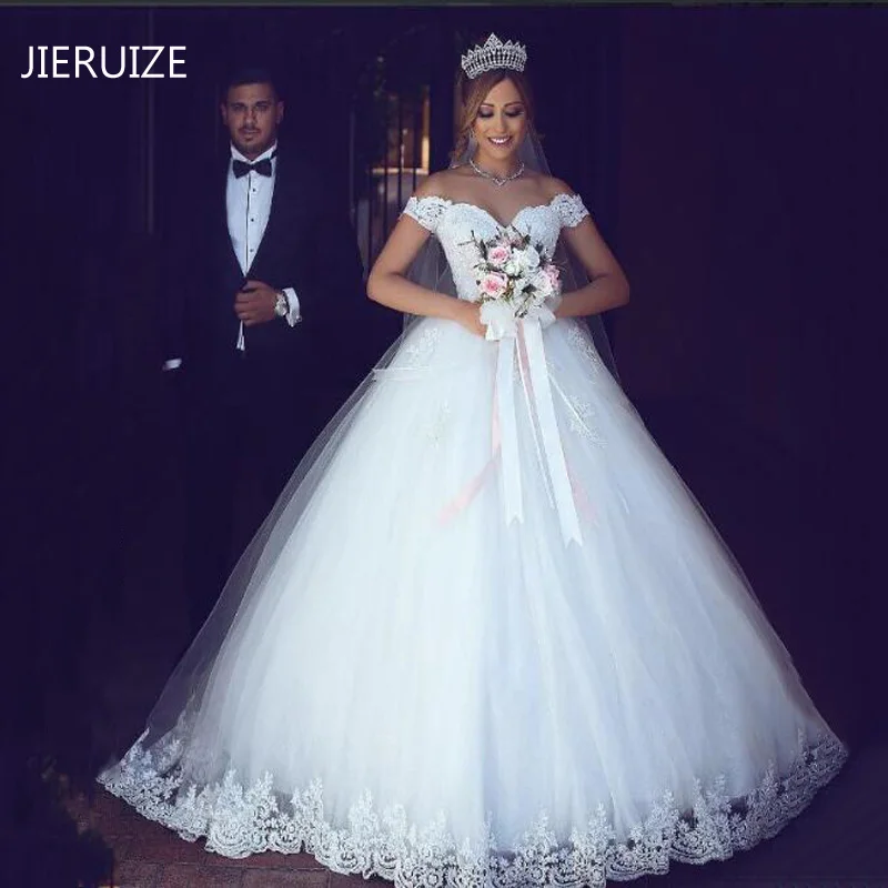 Lace Appliques Ball Gown Princess Wedding Dresses Off The Shoulder Short Sleeves Bridal Gowns Lace Up Back
Lace Appliques Ball Gown Princess Wedding Dresses Off The Shoulder Short Sleeves Bridal Gowns Lace Up Back