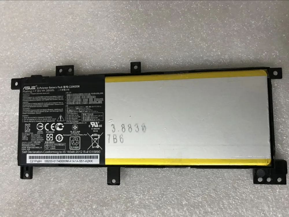 Новый оригинальный аккумулятор для ASUS X456UJ X456UV X456UF VivoBook X456UA X456UB X456UF X456UJ X456UR X456UV C21N1508 7,6 В 38WH
Новый оригинальный аккумулятор для ASUS X456UJ X456UV X456UF VivoBook X456UA X456UB X456UF X456UJ X456UR X456UV C21N1508 7,6 В 38WH