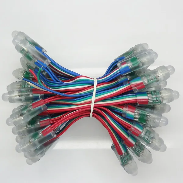 12mm RGB Color LED String Module, Round shape, 50pcs/string, Waterproof IP68, DC5V input, only RGB Color without IC chip
12mm RGB Color LED String Module, Round shape, 50pcs/string, Waterproof IP68, DC5V input, only RGB Color without IC chip