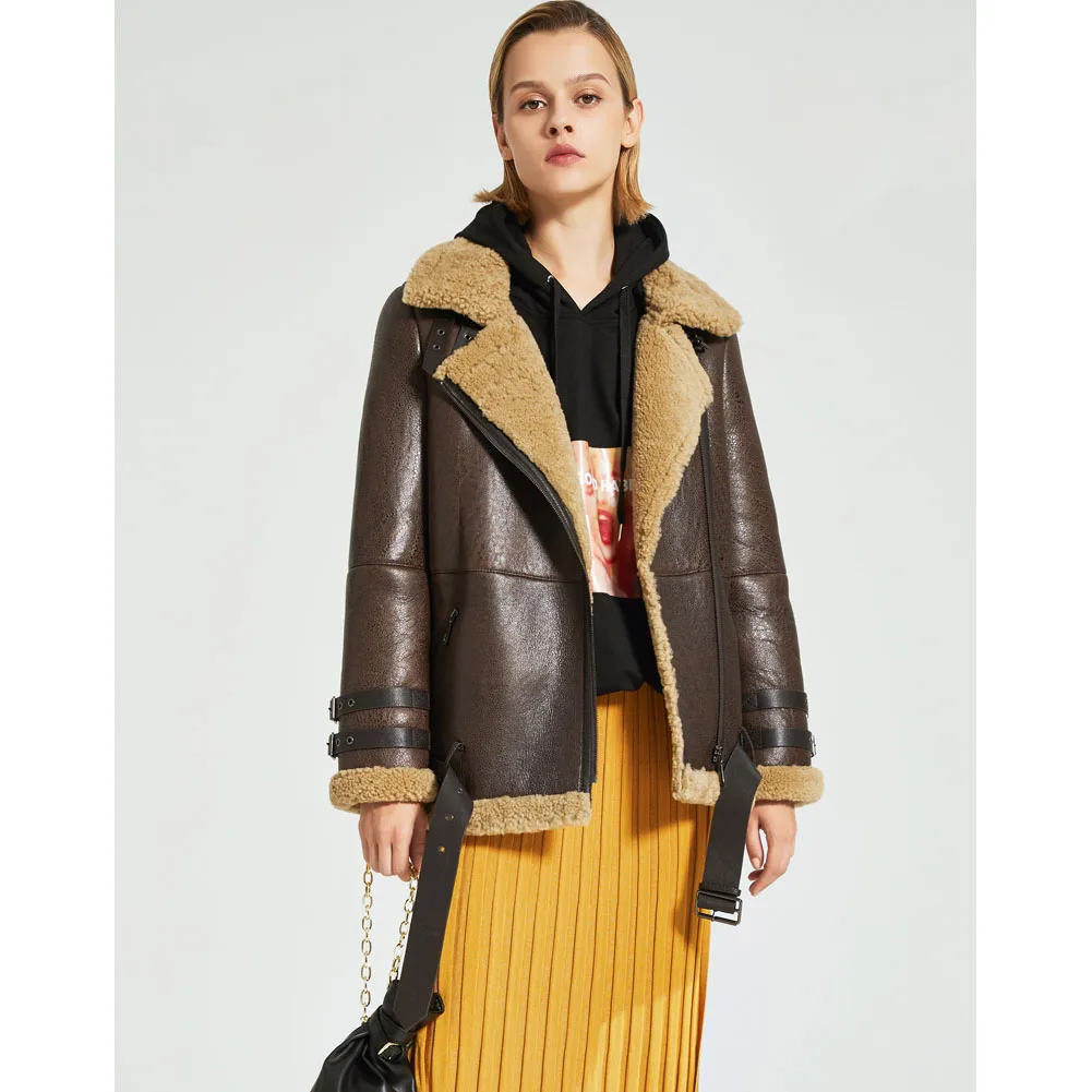 Women's B3 Retro Shearling Jacket Women's Short Motorcycle Jacket Women's Winter Thicken Leather Warm Jacket
Women's B3 Retro Shearling Jacket Women's Short Motorcycle Jacket Women's Winter Thicken Leather Warm Jacket