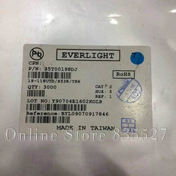 3000pcs/lot LED lamp beads 19-218UTF/S538/TR8 0603 1608 white light 0.3 thickness EVERLIGHT LED light-emitting diode
3000pcs/lot LED lamp beads 19-218UTF/S538/TR8 0603 1608 white light 0.3 thickness EVERLIGHT LED light-emitting diode