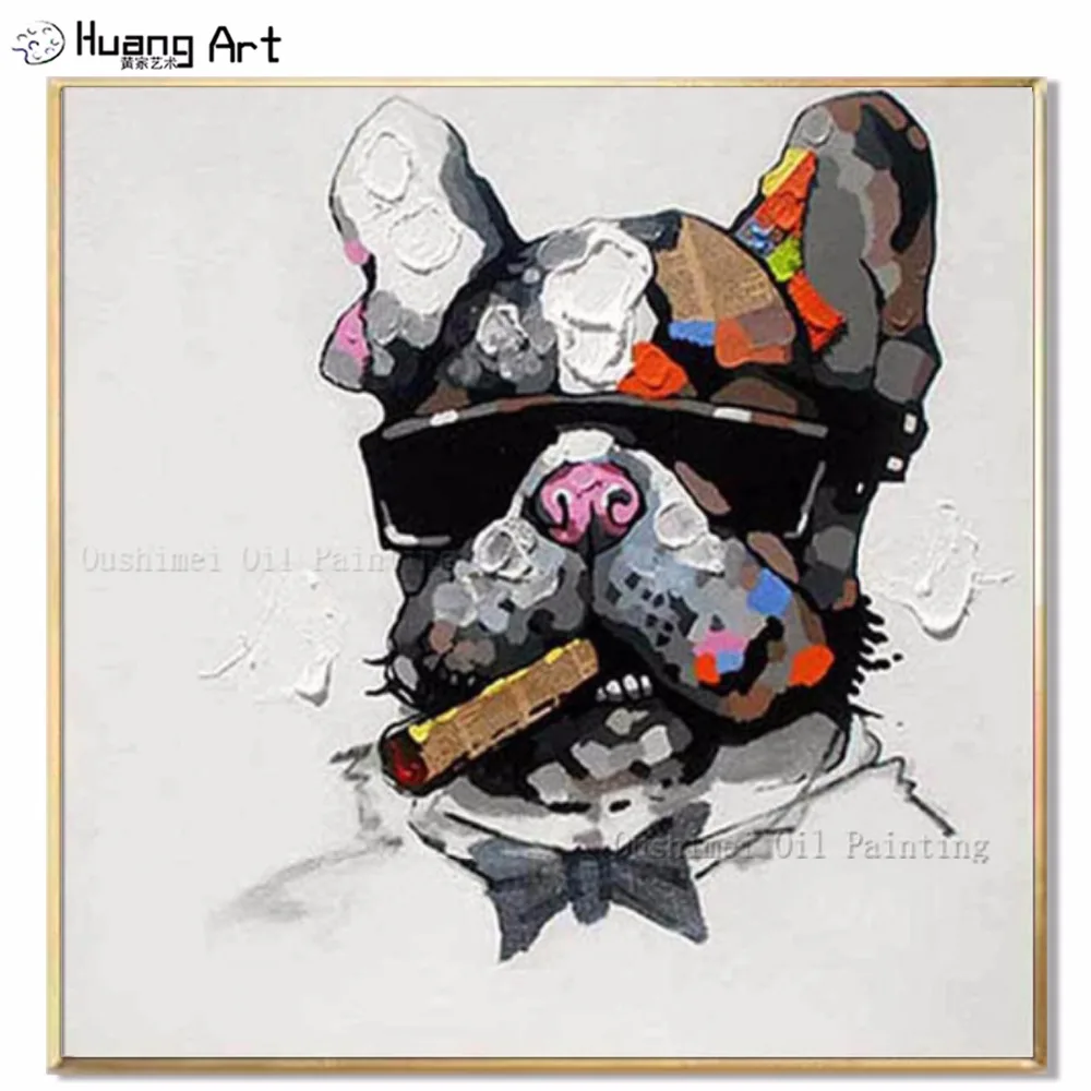 Professional Artist Handmade Modern Picture Smoking Bull Dog Oil Painting On Canvas Funny Bulldog Oil Picture For Wall Decor
Professional Artist Handmade Modern Picture Smoking Bull Dog Oil Painting On Canvas Funny Bulldog Oil Picture For Wall Decor