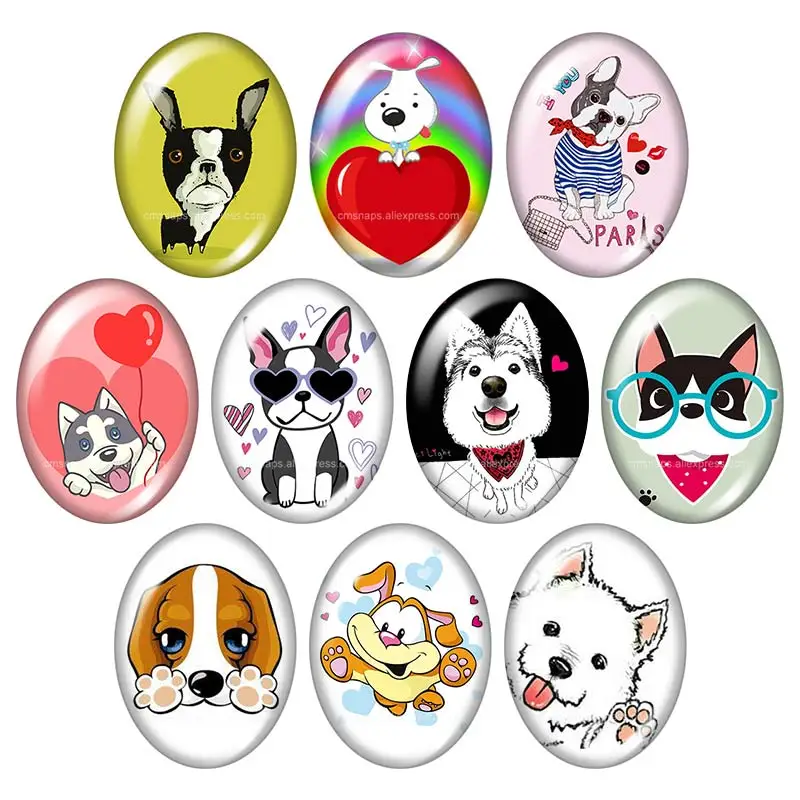 Dog Cartoon dogs Pet 13x18mm/18x25mm/30x40mm mixed Oval photo glass cabochon demo flat back Jewelry findings Gift TB0029
Dog Cartoon dogs Pet 13x18mm/18x25mm/30x40mm mixed Oval photo glass cabochon demo flat back Jewelry findings Gift TB0029