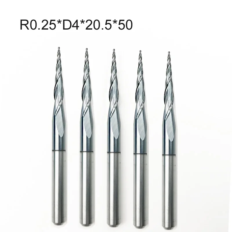 5 шт./лот R0.25/0,5/0,75/1,0 * D4 * 20,5 * 50L * 2F HRC55 твердосплавные конические конусные фрезы и конусные фрезы
5 шт./лот R0.25/0,5/0,75/1,0 * D4 * 20,5 * 50L * 2F HRC55 твердосплавные конические конусные фрезы и конусные фрезы