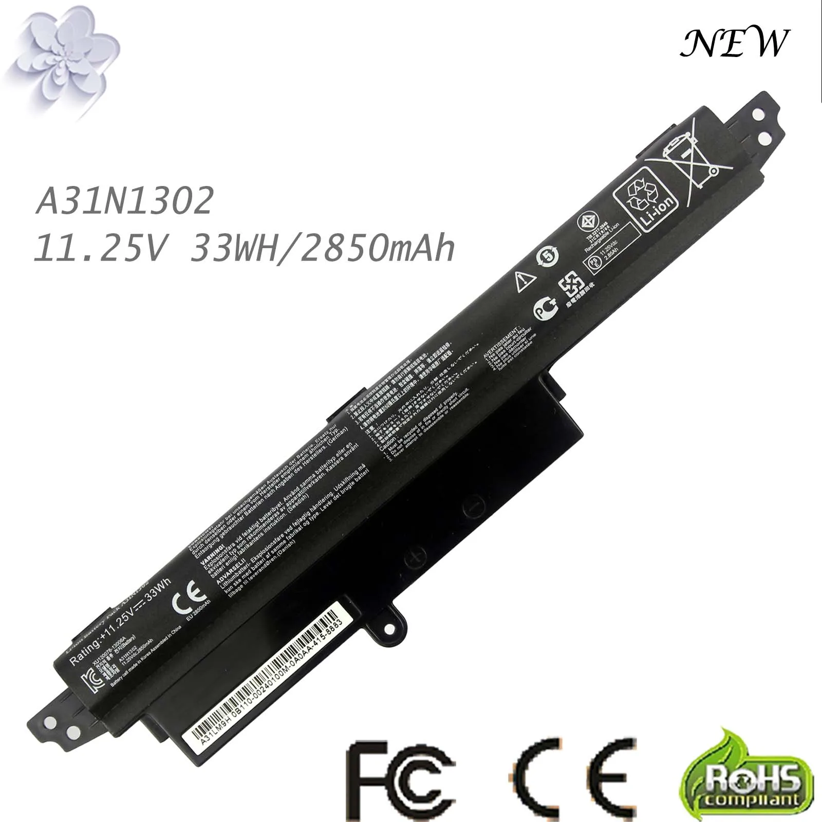 33Wh A31N1302 New Battery for ASUS VivoBook X200CA F200CA X200MA F200MA 11.6" A31N1302 1566-6868
33Wh A31N1302 New Battery for ASUS VivoBook X200CA F200CA X200MA F200MA 11.6" A31N1302 1566-6868
