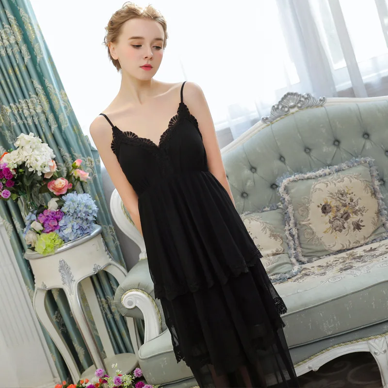 Lady Summer Sleep Dress Women Black Palace Princess Nightgown Sexy Retro-Modal Lady Lace Home Clothes Nightwear H5566
Lady Summer Sleep Dress Women Black Palace Princess Nightgown Sexy Retro-Modal Lady Lace Home Clothes Nightwear H5566