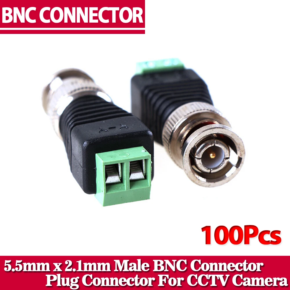 100Pcs Mini Coax CAT5 Male BNC Connector To Camera CCTV BNC Video Balun Connector Adapter
100Pcs Mini Coax CAT5 Male BNC Connector To Camera CCTV BNC Video Balun Connector Adapter