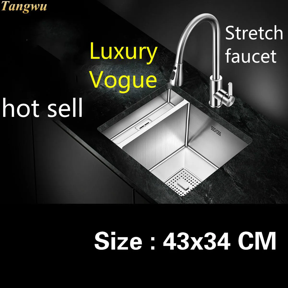 Free shipping Household kitchen manual sink single trough 304 food-grade stainless steel luxury durable hot sell 430x340 MM
Free shipping Household kitchen manual sink single trough 304 food-grade stainless steel luxury durable hot sell 430x340 MM
