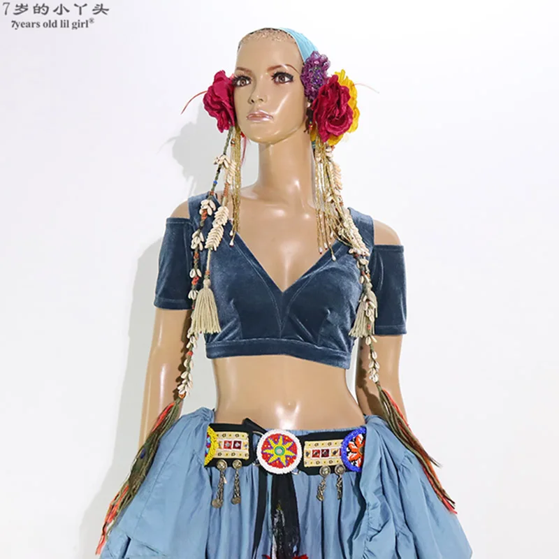 Belly Dance velvet Top Fat Chance Tribal Choli Costume Short Drop Sleeve Top CJJ41
Belly Dance velvet Top Fat Chance Tribal Choli Costume Short Drop Sleeve Top CJJ41