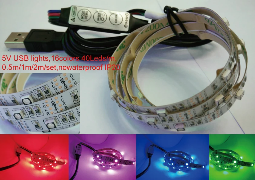 0.5m/1m/2m/pcs 5V USB LED strip SMD 3528 Flexible RGB Color Changing LED lights 16 color Indoor with 3 key mini rgb controller
0.5m/1m/2m/pcs 5V USB LED strip SMD 3528 Flexible RGB Color Changing LED lights 16 color Indoor with 3 key mini rgb controller