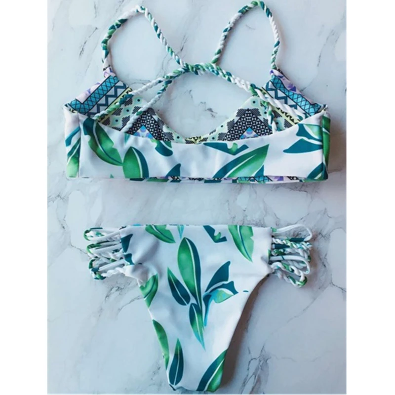 Summer Beach handmade braid leaves sexy bikini double-sided printing swimsuit
Summer Beach handmade braid leaves sexy bikini double-sided printing swimsuit