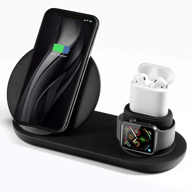 Беспроводная зарядная подставка 3 в 1 для Apple Watch и Airpods Qi, быстрая Беспроводная зарядная станция, совместимая с iPhone X/XS/XR/Xs Max/8
Беспроводная зарядная подставка 3 в 1 для Apple Watch и Airpods Qi, быстрая Беспроводная зарядная станция, совместимая с iPhone X/XS/XR/Xs Max/8