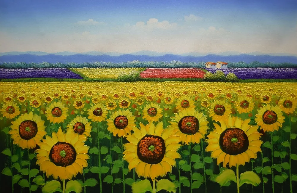 Hand Painted Canvas Painting Beautiful Flower Oil Painting Modern Sunflower Farm Landscape Wall Picture Painting for Living Room
Hand Painted Canvas Painting Beautiful Flower Oil Painting Modern Sunflower Farm Landscape Wall Picture Painting for Living Room
