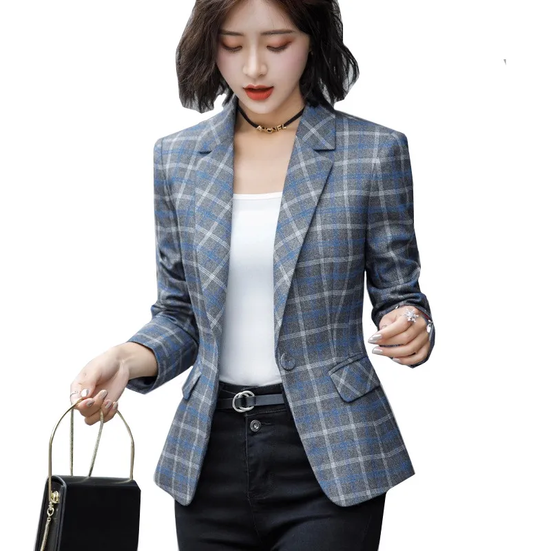 2022 Spring Autumn Plaid Lady Business Suit Jacket Elegant Slim Outerwear Fashion Vintage Casual Women's Blazer Coat Short Tops
2022 Spring Autumn Plaid Lady Business Suit Jacket Elegant Slim Outerwear Fashion Vintage Casual Women's Blazer Coat Short Tops
