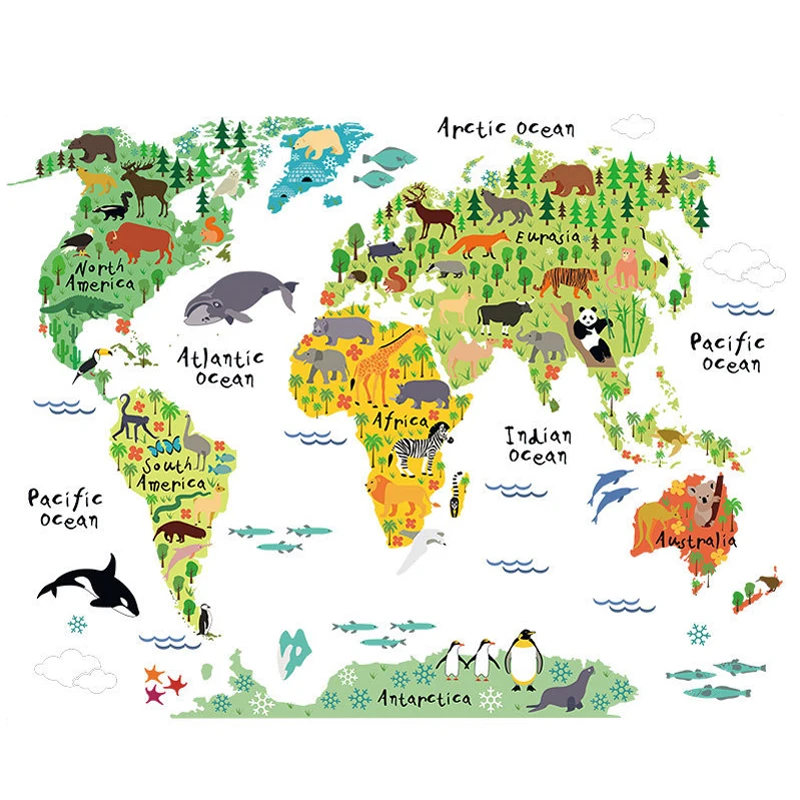 Colorful Animal World Map Vinyl Wall Sticker For Kids Room Home Decor 3D Decals creative Pegatinas De Pared Living Room Stickers
Colorful Animal World Map Vinyl Wall Sticker For Kids Room Home Decor 3D Decals creative Pegatinas De Pared Living Room Stickers
