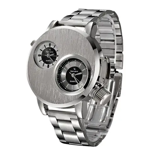 New double movement watch, fashionable quartz watch, alloy leather, student Watch relogio masculino watch men