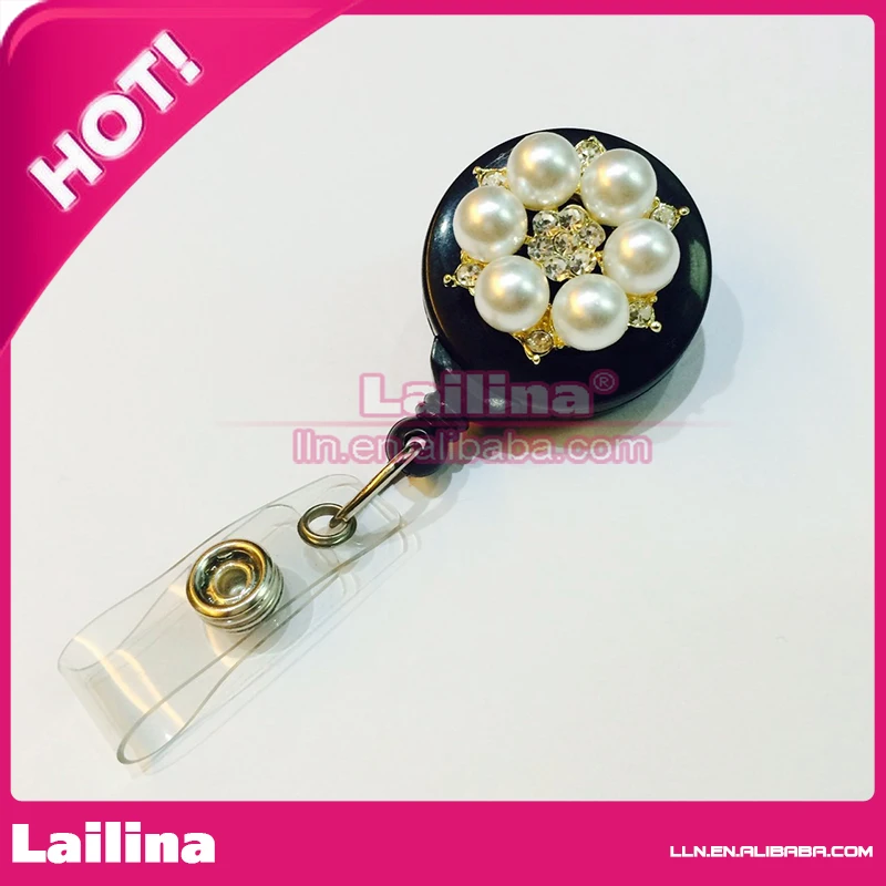 Fashion Pearl Jewelry Rhinestone Retractable Decorative ID Badge Holder/Badge Reel
Fashion Pearl Jewelry Rhinestone Retractable Decorative ID Badge Holder/Badge Reel