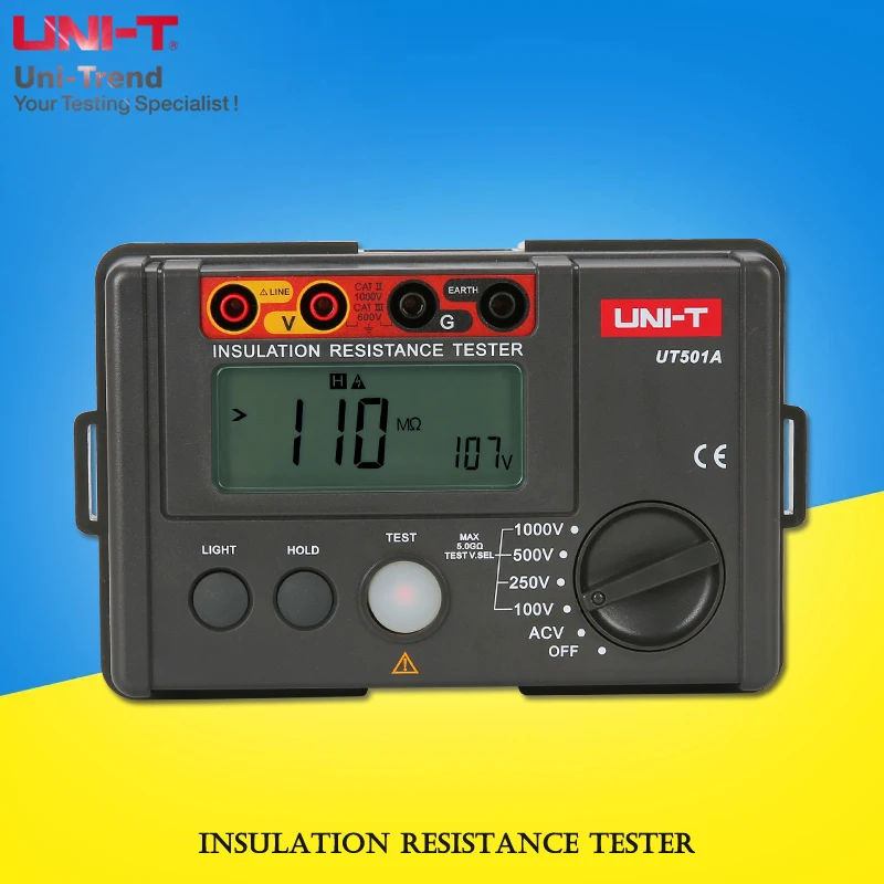 UNI-T UT501A UT502A Портативный цифровой тестер сопротивления изоляции/выходное напряжение 1000 В/2500 В
UNI-T UT501A UT502A Портативный цифровой тестер сопротивления изоляции/выходное напряжение 1000 В/2500 В