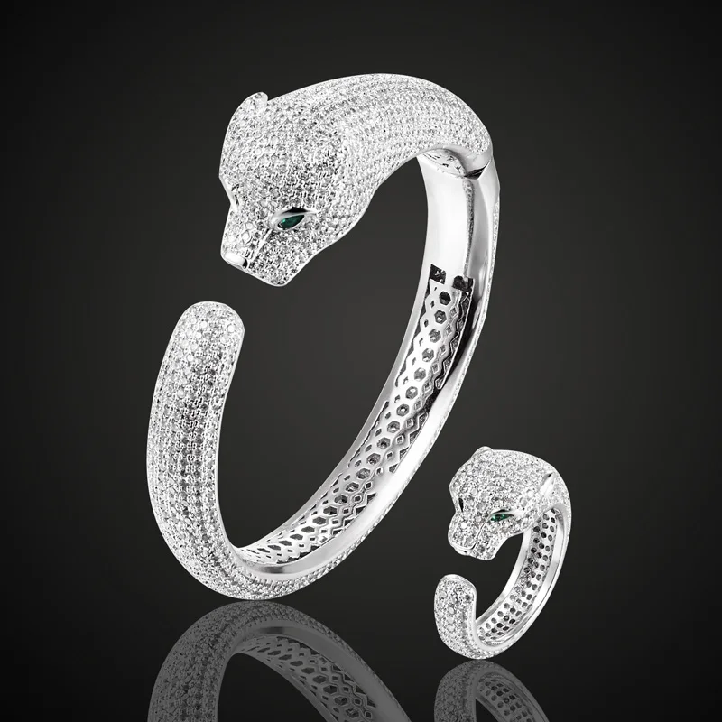 Brand Green Eye Cubic Zircon Leopard Bangle & ring Jewelry Sets Women copper Bangle Accessories Sets Zirconia Anel Aneis
Brand Green Eye Cubic Zircon Leopard Bangle & ring Jewelry Sets Women copper Bangle Accessories Sets Zirconia Anel Aneis
