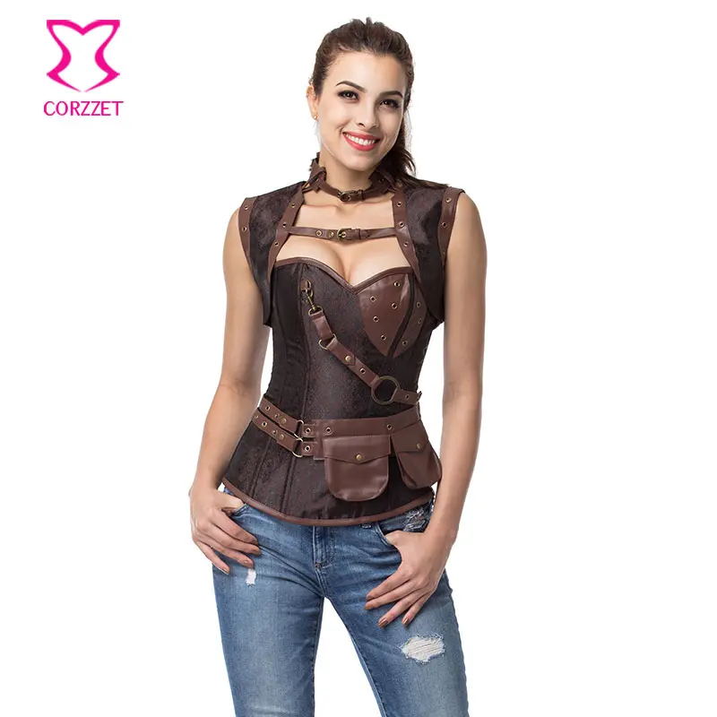 Vintage Brown Steampunk Corset Jacket Outfits Espartilhos E Corpetes Emagreciment Plus Size Corsets and Bustiers Gothic Clothing
Vintage Brown Steampunk Corset Jacket Outfits Espartilhos E Corpetes Emagreciment Plus Size Corsets and Bustiers Gothic Clothing