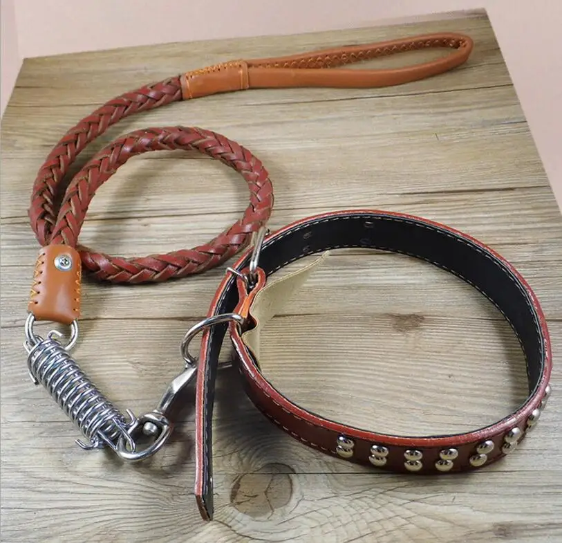 Cowhide collar+leash strong Real Leather big dog collar High quality sewing dog leather leash waving Medium Large dog leash set
Cowhide collar+leash strong Real Leather big dog collar High quality sewing dog leather leash waving Medium Large dog leash set