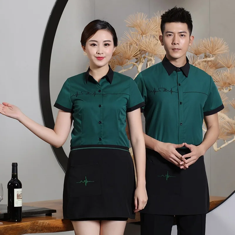Waiter Overalls Short-sleeved Hotel Waitress Uniform Chinese Tea Restaurant Catering Hot Pot Shop Summer Jacket Clothes H2229
Waiter Overalls Short-sleeved Hotel Waitress Uniform Chinese Tea Restaurant Catering Hot Pot Shop Summer Jacket Clothes H2229
