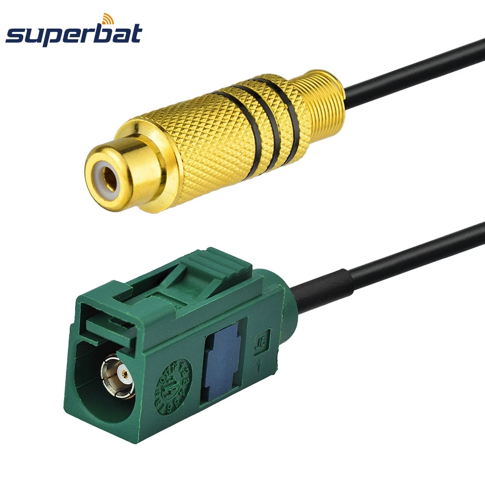Кабель-переходник Superbat Fakra «E» с зеленым отрезом на гнездо RCA, RG174, 15 см, кабель в сборе для автомобильного ТВ 6002
Кабель-переходник Superbat Fakra «E» с зеленым отрезом на гнездо RCA, RG174, 15 см, кабель в сборе для автомобильного ТВ 6002