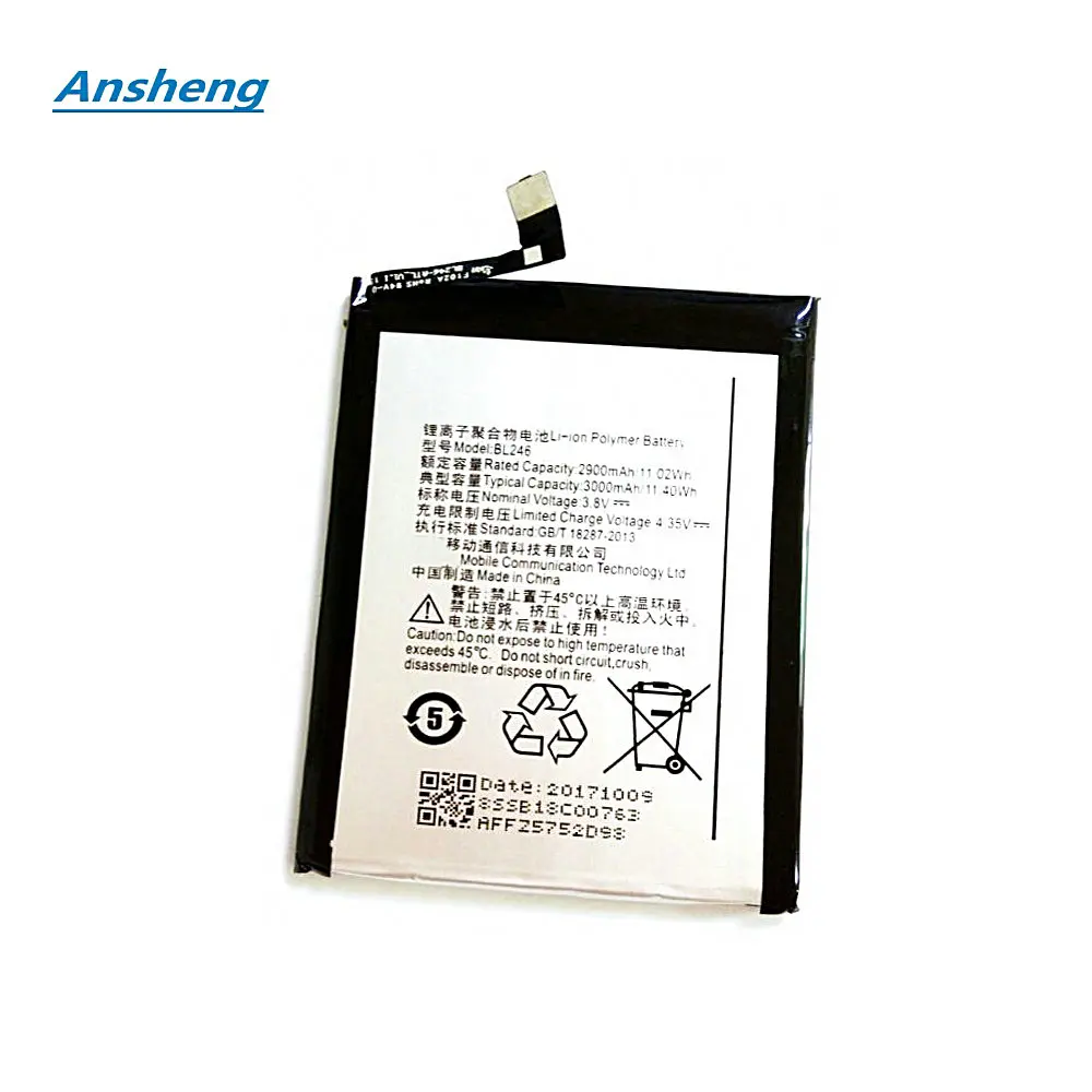 Ansheng New High Qualit 2900Mah BL246 battery for Lenovo vibe shot Z90-7 Z90-3 Smartphone
Ansheng New High Qualit 2900Mah BL246 battery for Lenovo vibe shot Z90-7 Z90-3 Smartphone