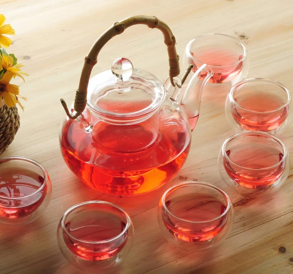 800ml Glass teapot with infuser/filter+ 4/6 Cup,Bamboo/Rattan Handle pot,tea set for oolong/flower/black/green/Chinese/puer tea
800ml Glass teapot with infuser/filter+ 4/6 Cup,Bamboo/Rattan Handle pot,tea set for oolong/flower/black/green/Chinese/puer tea