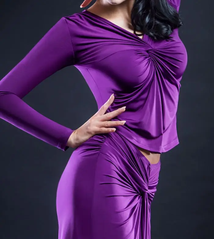 cross forth collar long sleeve Latin dance modern dance blouse unique design style T17013
cross forth collar long sleeve Latin dance modern dance blouse unique design style T17013