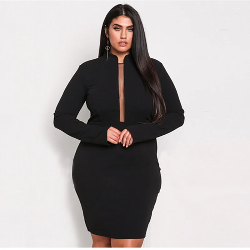 Women 2018 Big Size Fashion Stand Collar Hollow Out Neck Bust Dress,Female Plus Size Party Sexy Black Above Knee Fit Dresses 3XL
Women 2018 Big Size Fashion Stand Collar Hollow Out Neck Bust Dress,Female Plus Size Party Sexy Black Above Knee Fit Dresses 3XL