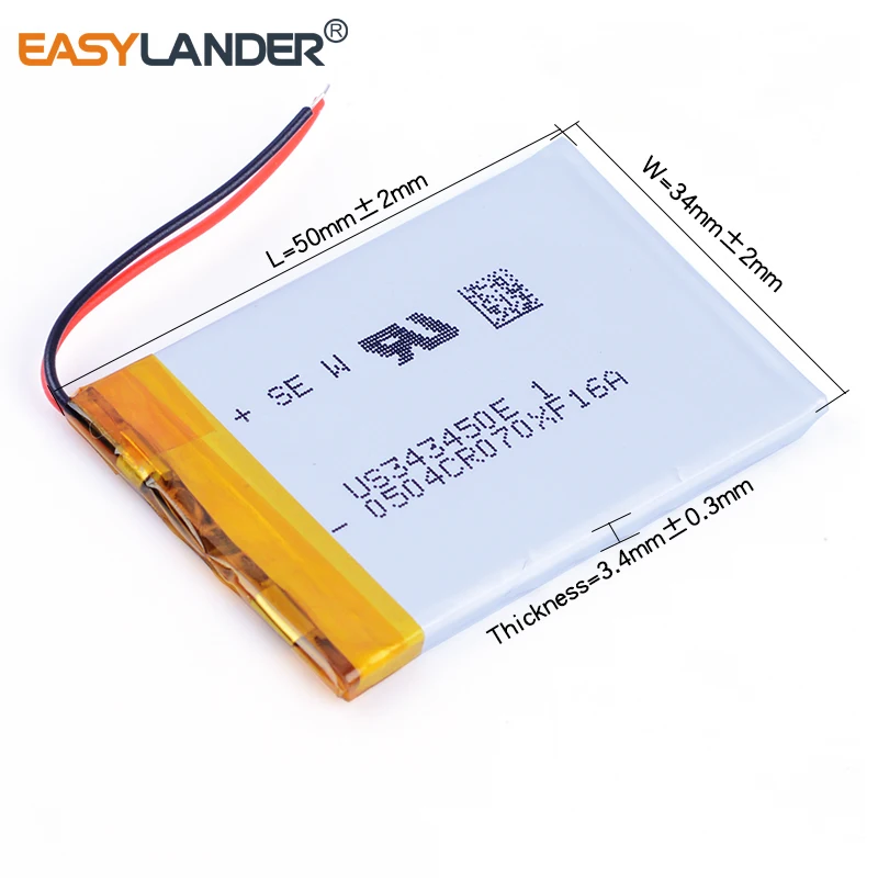 10pcs/Lo 343450 3.7V 550mAh Lithium li-Polymer Rechargeable Battery For Phone MP4 MP5 GPS PSP DVR E-Book Speaker toys
10pcs/Lo 343450 3.7V 550mAh Lithium li-Polymer Rechargeable Battery For Phone MP4 MP5 GPS PSP DVR E-Book Speaker toys