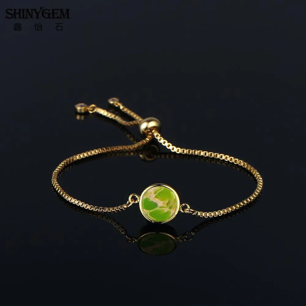 shinygem natural irregular grain round sea sediment jaspers charm gold plating box chain bracelets bangle adjustable for women
shinygem natural irregular grain round sea sediment jaspers charm gold plating box chain bracelets bangle adjustable for women