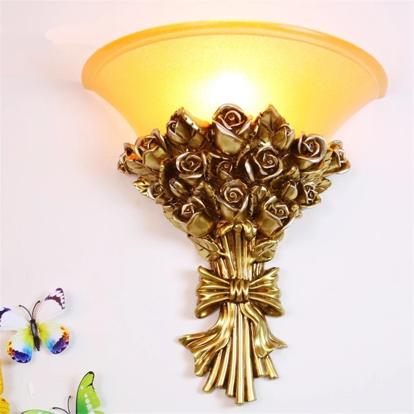 European Retro Rose Wall Lamps Bedroom Living Room Balcony Aisle Staircase Glass Resin American Sconce Wall Light Lighting
European Retro Rose Wall Lamps Bedroom Living Room Balcony Aisle Staircase Glass Resin American Sconce Wall Light Lighting