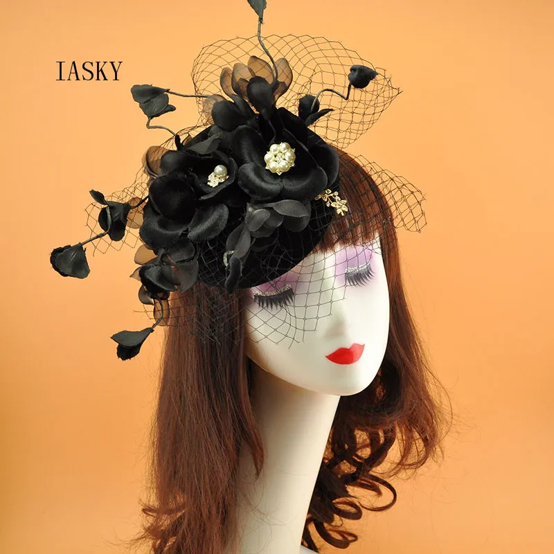 2018 Black Wedding Flower Fascinator Hat Hair Clip European Ladies Pearl Veil Headwear For Ladies Fancy Cocktail Party Headdress
2018 Black Wedding Flower Fascinator Hat Hair Clip European Ladies Pearl Veil Headwear For Ladies Fancy Cocktail Party Headdress