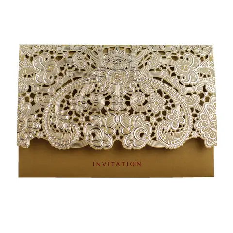 20pcs Pink / Red / Gold Laser Cut Wedding Invitations Elegant Birthday Party Guest Wedding Invitation Cards with Envelopes