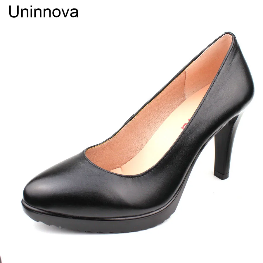 Pointed Toe Stilettos Genuine Leather Pumps Super Thin High Heels Women Business Black OL Shoes Plus size 43 Uninnova WP094
Pointed Toe Stilettos Genuine Leather Pumps Super Thin High Heels Women Business Black OL Shoes Plus size 43 Uninnova WP094