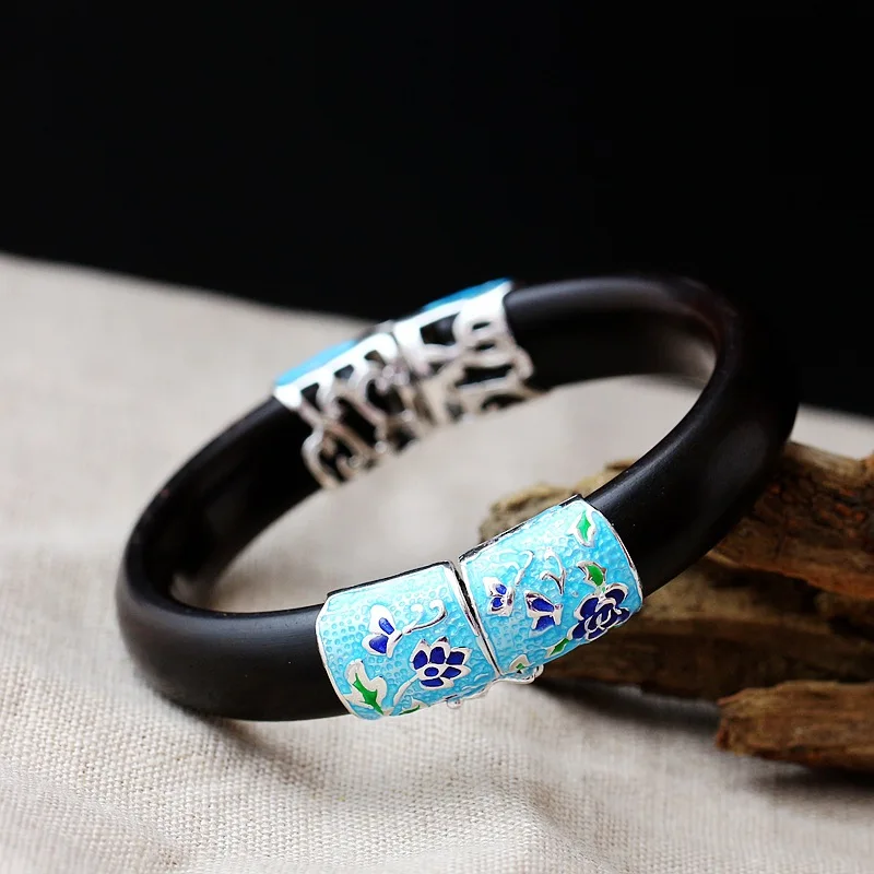 Silver Jewelry Wholesale Women Retro Thai Silver S925 Sterling Silver Bangle Handmade Natural Ebony Bangle
Silver Jewelry Wholesale Women Retro Thai Silver S925 Sterling Silver Bangle Handmade Natural Ebony Bangle