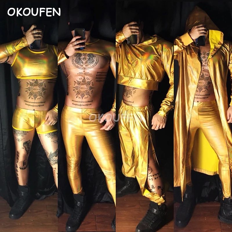 2018 New Men's cool magic color golden technology style party sexy costume bar nightclub ds men performance costume stage dance
2018 New Men's cool magic color golden technology style party sexy costume bar nightclub ds men performance costume stage dance