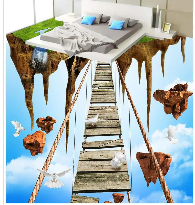 Custom 3D Painting Floor Wallpaper PVC Adhesive 3D Sky Island Empty Adventure Rope Bridge Floor Floor Painting 3D Wallpaper
Custom 3D Painting Floor Wallpaper PVC Adhesive 3D Sky Island Empty Adventure Rope Bridge Floor Floor Painting 3D Wallpaper
